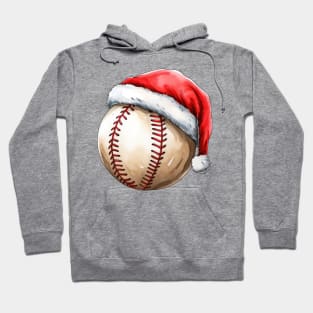 Christmas Baseball in Santa Hat Hoodie